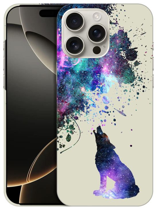 GlamCase for iPhone 16 Pro Max iPhone 16 Pro Max Case Galaxy Wolf Pattern Printed Slim Sleek Cute Plastic Hard Protectiv