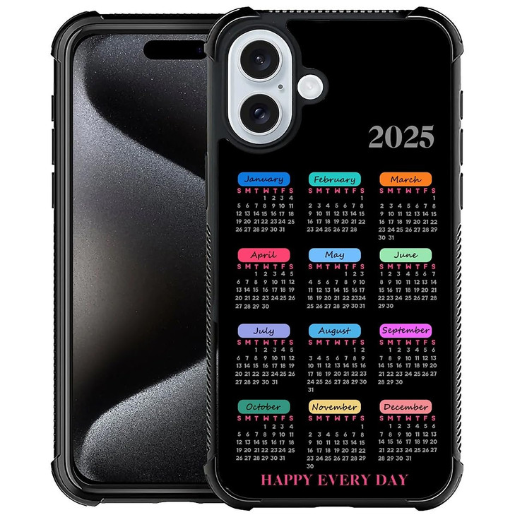 Goodsprout Phone Case Compatible with iPhone 162025 Date Calendar Girl Cases Tempered Glass BackSoft Silicone TPU Shock