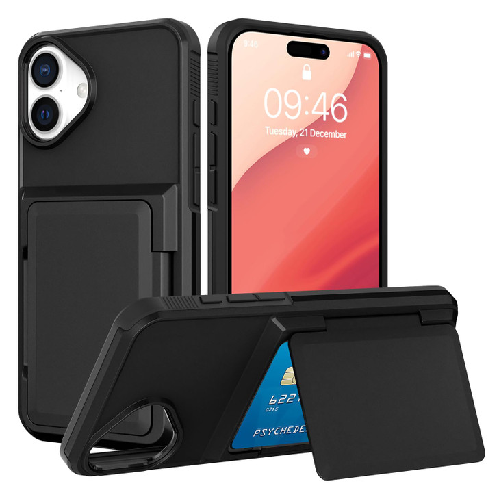 Marphe Flip Wallet Case for iPhone 16 Plus with 34 Credit Card Holder Slot Shockproof Cover Hybrid Heavy Duty Protection