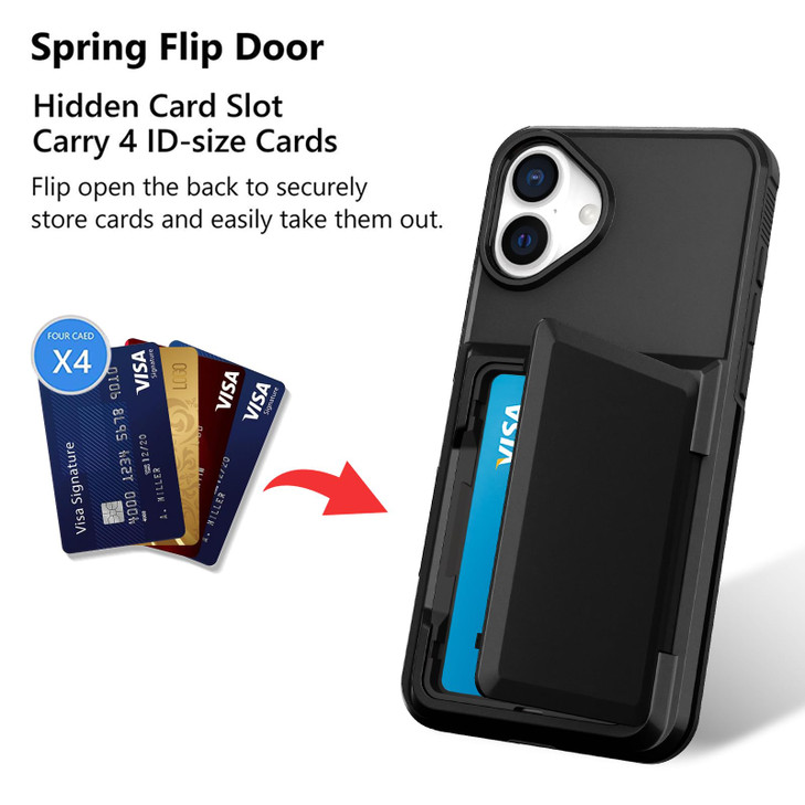 Marphe Flip Wallet Case for iPhone 16 Plus with 34 Credit Card Holder Slot Shockproof Cover Hybrid Heavy Duty Protection
