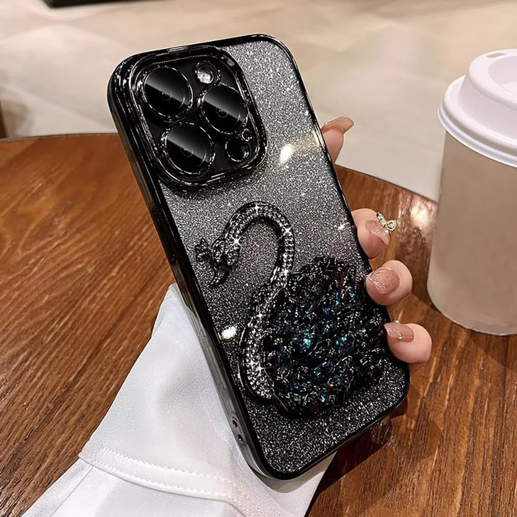 Roemary Swan Case Cover for iPhone 16 Pro Maxfor iPhone 16 Pro Max Case Liquid FlowingBlack Swan Phone Case with Camera