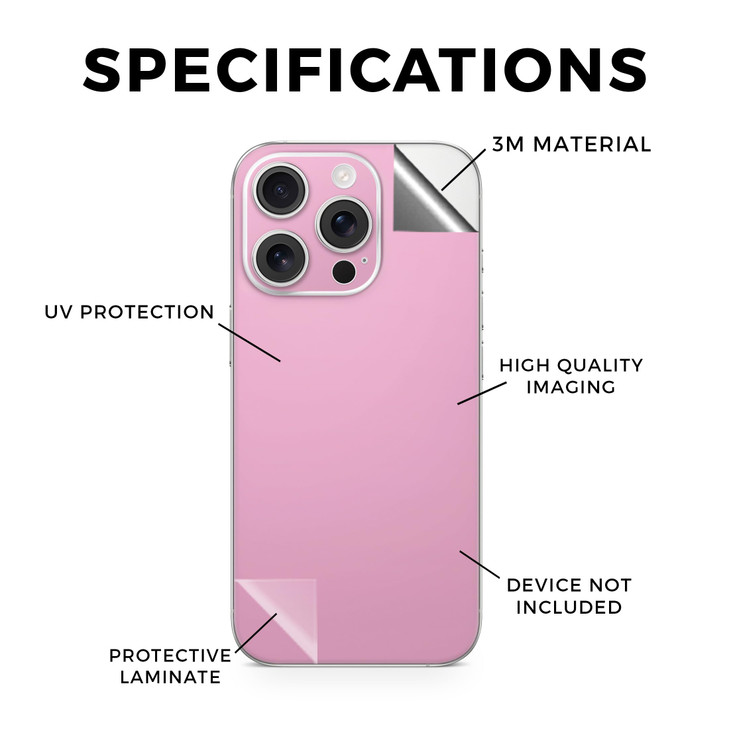 Phone Skin Compatible with Apple iPhone 16 Pro Solid Pink Premium 3M Vinyl Protective Wrap Decal Cover Easy to Apply Cra