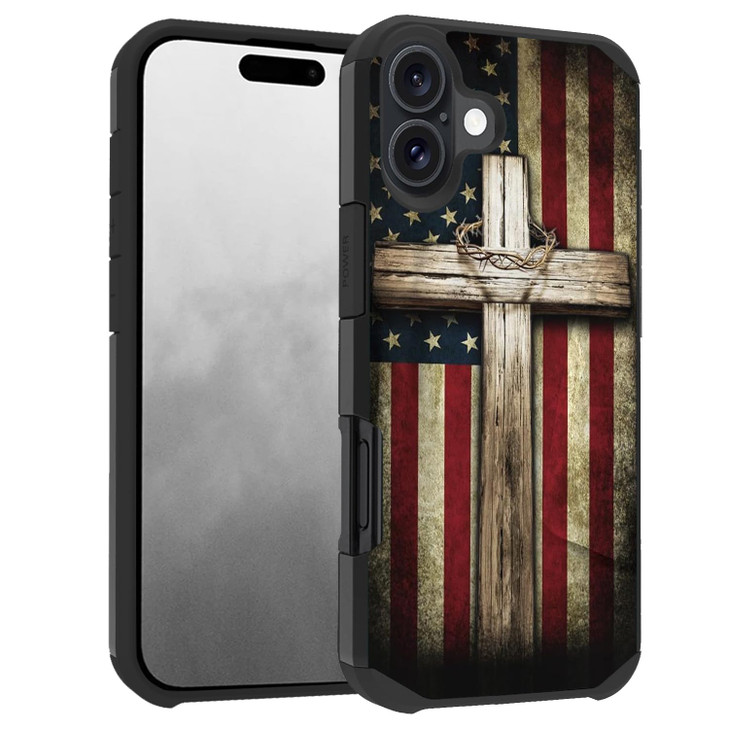 ZXHSBROK Designed for iPhone 16 Case Heavy Duty Dual Layer Hybrid Hard PC Soft Silicone Shockproof Drop Phone Protective