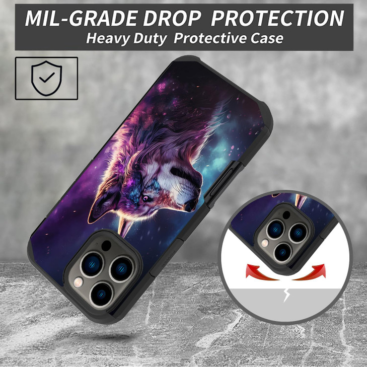 ZXHSBROK for iPhone 16 Pro Max Case Heavy Duty Dual Layer Hybrid Hard PC Soft Silicone Shockproof Drop Phone Protective
