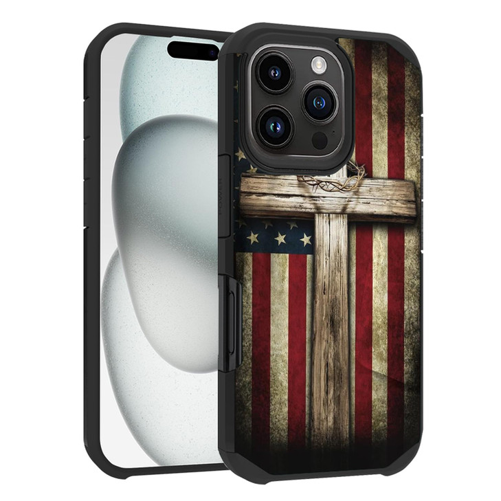 ZXHSBROK Designed for iPhone 16 Pro Case Heavy Duty Dual Layer Hybrid Hard PC Soft Silicone Shockproof Drop Phone Protec