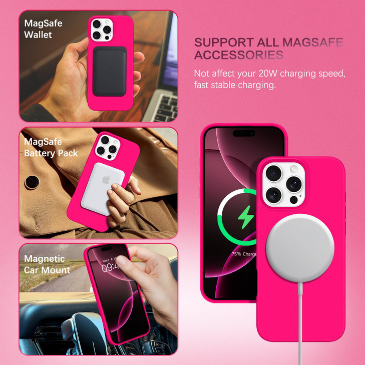 BENTOBEN Magnetic for iPhone 16 Pro Max Case Compatible with Magsafe Soft Silicone Gel Rubber Bumper Microfiber Lining S