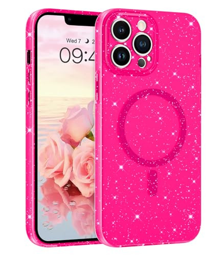 Telaso Magnetic Case for iPhone 16 Pro Glitter Bling Compatible with MagSafe Flexible Soft TPU Sparkly Protective Phone