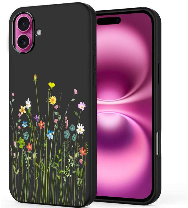 Unov Case Compatible with iPhone 16 2024 5G with Floral Bouquet Girly Flower Embossed Pattern Design Slim Protective Sof