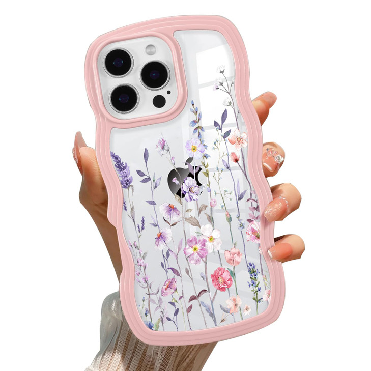 Benbabuwe Compatible for iPhone 16 Plus Case Clear with Design Floral Wavy Edge Cute Girly Flower Cases for Women Girls