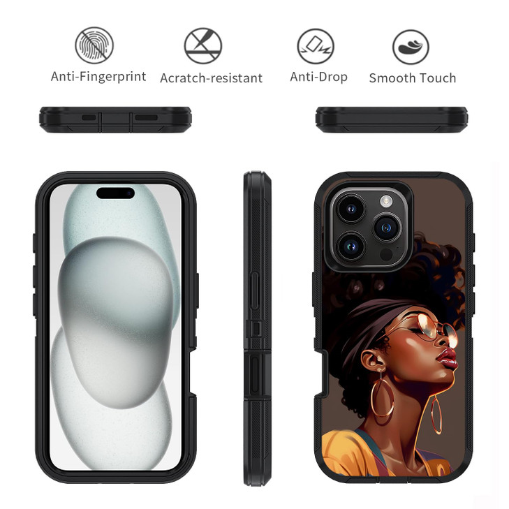 ZXHSBROK Designed for iPhone 16 Pro Case Military Grade Heavy Duty 3Layer Shockproof Drop Phone Protective Cover for iPh