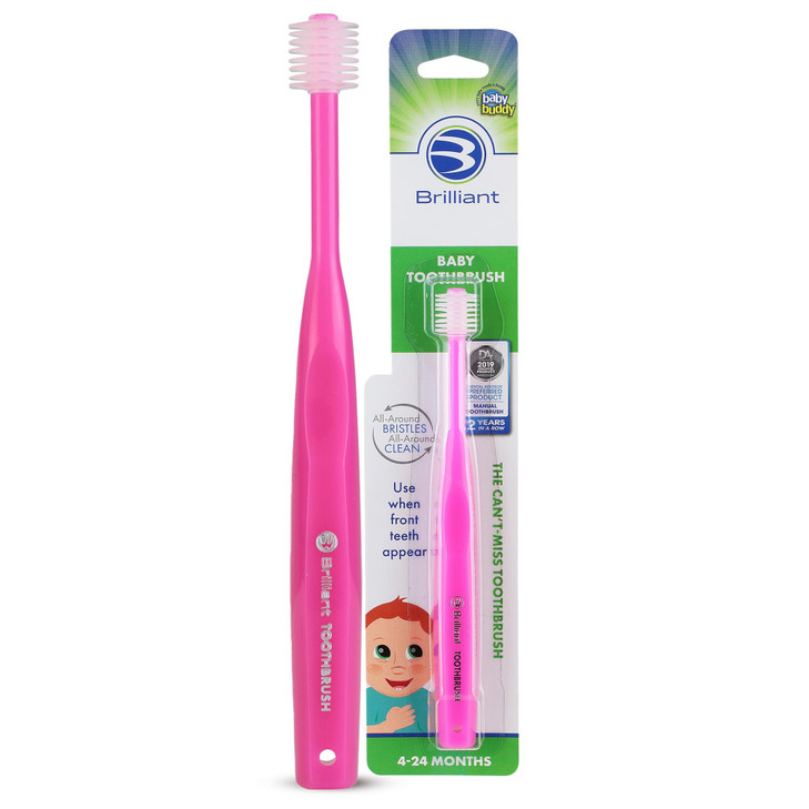 Brilliant Oral Care Baby Toothbrush with Soft Bristles and Round Head, for a Toddler Approved, Easy to Use All-Around Clean Mouth, Ages 0-2 Years, Pi online at globaldelivered