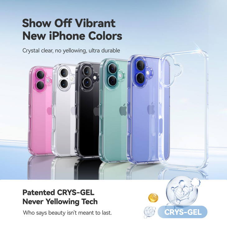 CASEKOO for iPhone 16 Case Crystal Clear Never Yellow Technology 12FT MilitaryGrade Protection Slim Thin Transparent Cov