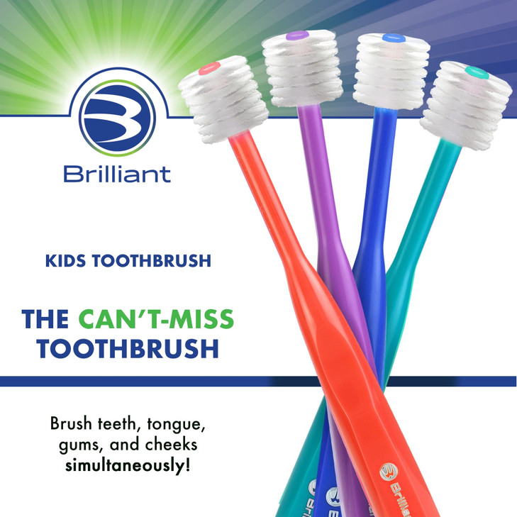 Brilliant Oral Care Kids Toothbrush with Soft Bristles and Round Head, for a Child Approved, Easy to Use All-Around Clean Mouth, Ages 5-9 Years, Purp online at globaldelivered