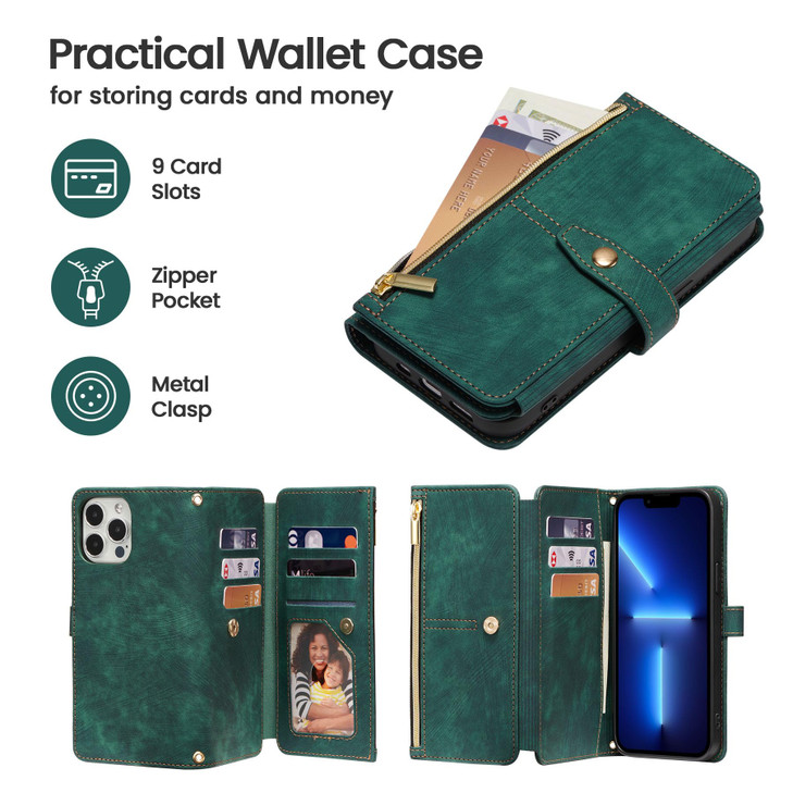 ZCDAYE Case for iPhone 15 iPhone 15 Wallet Phone Case with Crossbody Phone Lanyard Premium Zipper Leather Flip Cover for