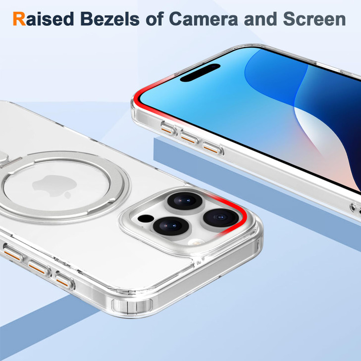 OOK Case Fit for iPhone 16 Pro Compatible with MagSafe AntiYellowing Clear Phone Cover with Screen Protector Rotated Mag
