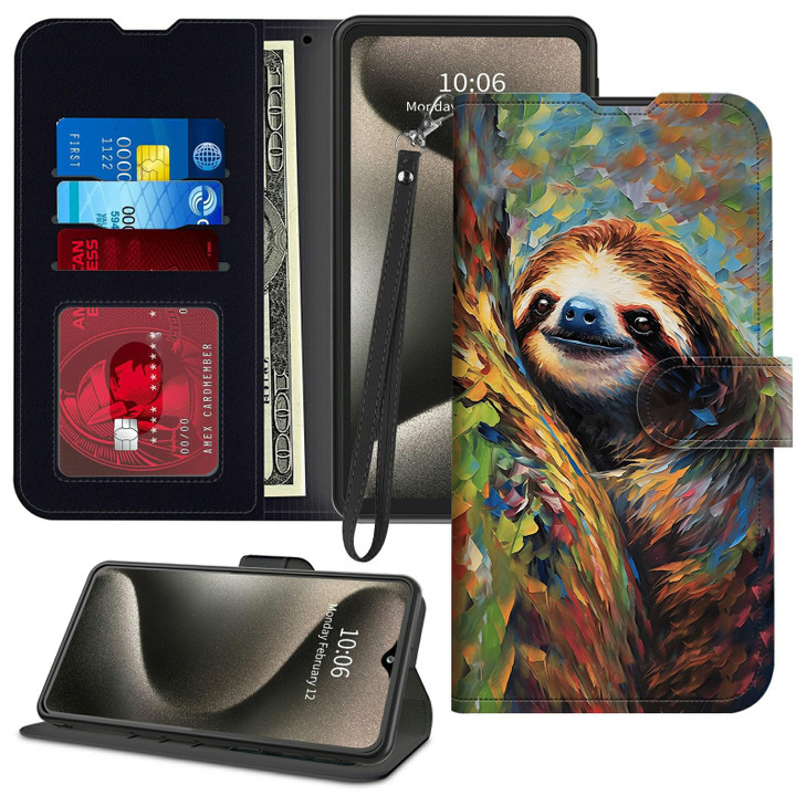 GFRGTFHYT for iPhone 16 Phone Case 61 Wallet with Credit Card Holder Wrist Strap Women Men PU Leather RFID Blocking Magn