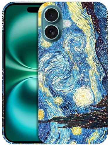 GlamCase for iPhone 16 iPhone 16 Case Starry Night Design Printed Slim Sleek Cute Plastic Hard Snap on Protective Design