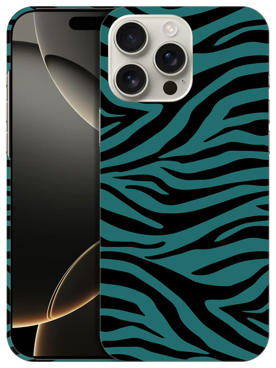 GlamCase for iPhone 16 Pro iPhone 16 Pro Case Zebra Teal Print Pattern Design Printed Slim Sleek Cute Plastic Hard Prote