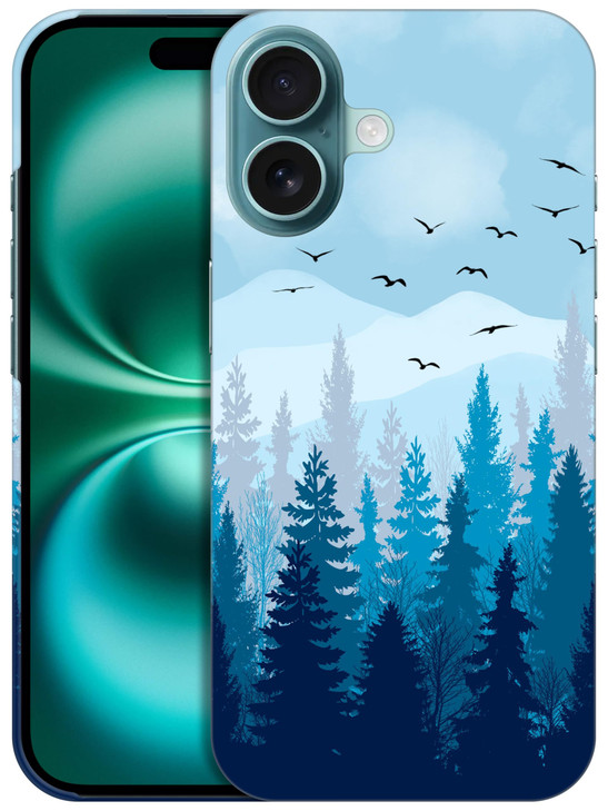 GlamCase for iPhone 16 iiPhone 16 Case Nature Misty Forest Design Printed Slim Sleek Cute Plastic Hard Snap on Protectiv