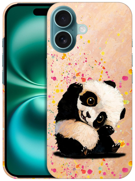 GlamCase for iPhone 16 iPhone 16 Case Watercolour Panda Design Printed Slim Sleek Cute Plastic Hard Snap on Protective D