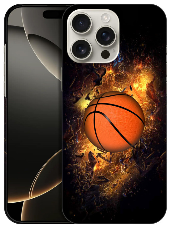 GlamCase for iPhone 16 Pro Max iPhone 16 Pro Max Case Basketball On Fire Printed Slim Sleek Cute Plastic Hard Protective