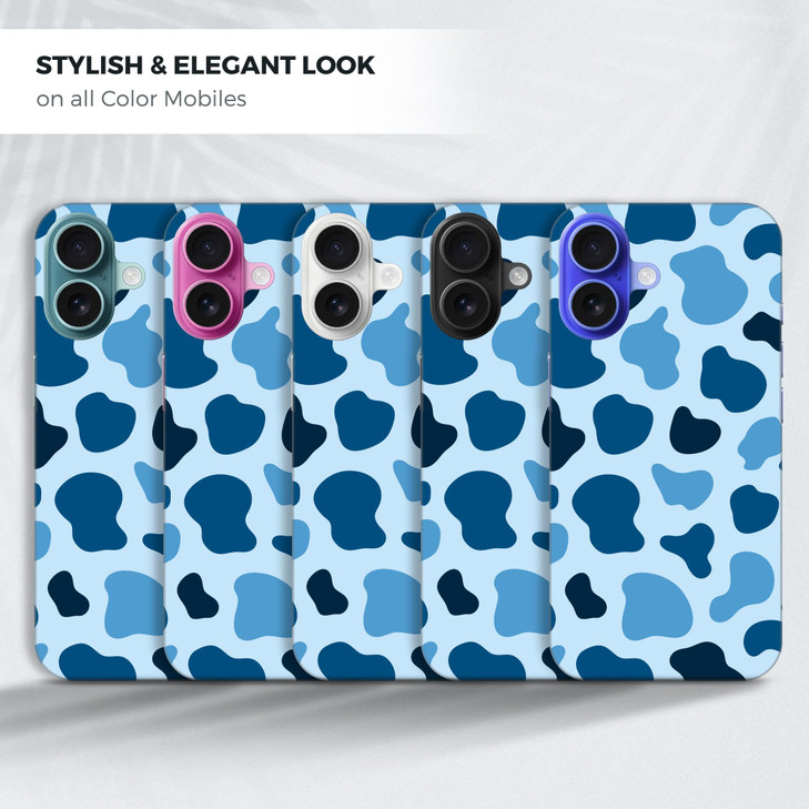 GlamCase for iPhone 16 Plus iPhone 16 Plus Case Cow Skin Navy Camouflage Print Printed Cute Slim Sleek Plastic Hard Snap