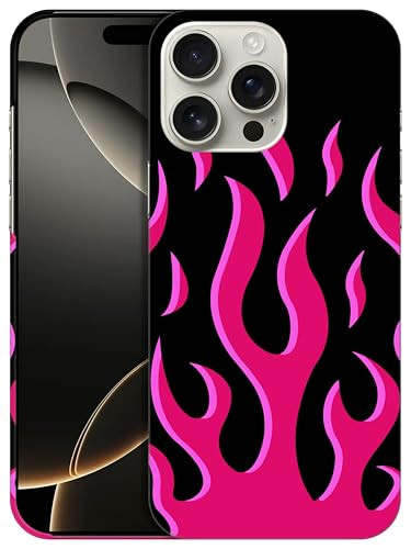 GlamCase for iPhone 16 Pro iPhone 16 Pro Case Pink Flames Design Printed Slim Sleek Cute Plastic Hard Snap on Protective