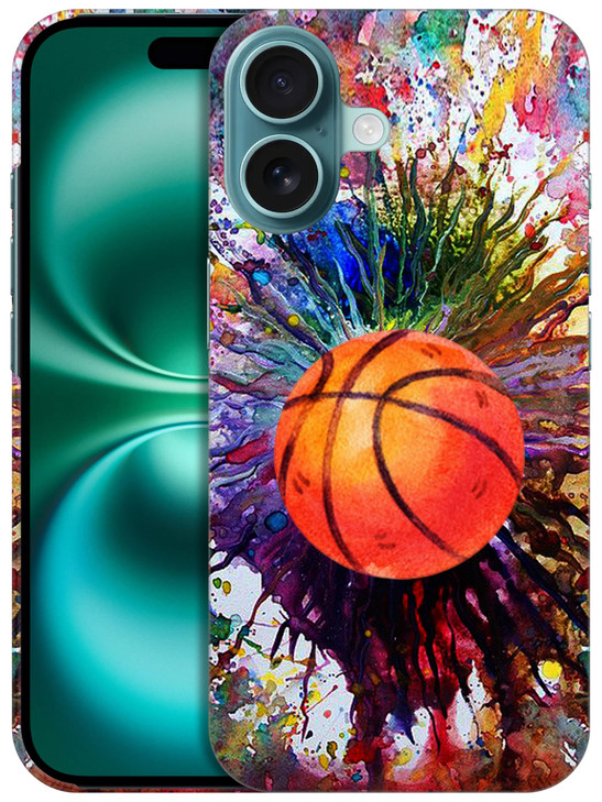 GlamCase for iPhone 16 iPhone 16 Case Vintage Color Basketball Design Printed Slim Sleek Cute Plastic Hard Snap on Prote