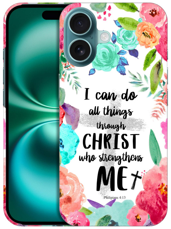 GlamCase for iPhone 16 Plus iPhone 16 Plus Case I Can Do All Things Through Christ Printed Slim Sleek Cute Plastic Hard