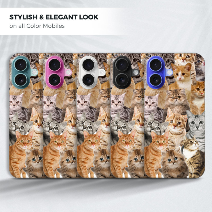 GlamCase for iPhone 16 Plus iPhone 16 Plus Case Cat Collage Design Printed Slim Fit Cute Plastic Hard Snap on Protective