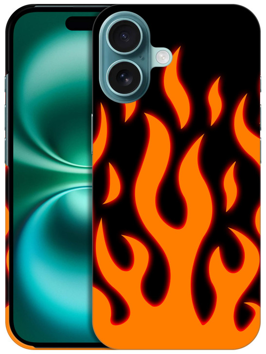 GlamCase for iPhone 16 iPhone 16 Case Glowing Orange Flames Design Printed Slim Sleek Cute Plastic Hard Snap on Protecti