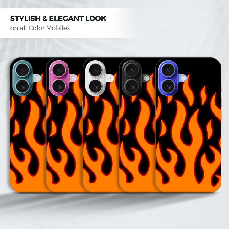 GlamCase for iPhone 16 iPhone 16 Case Glowing Orange Flames Design Printed Slim Sleek Cute Plastic Hard Snap on Protecti