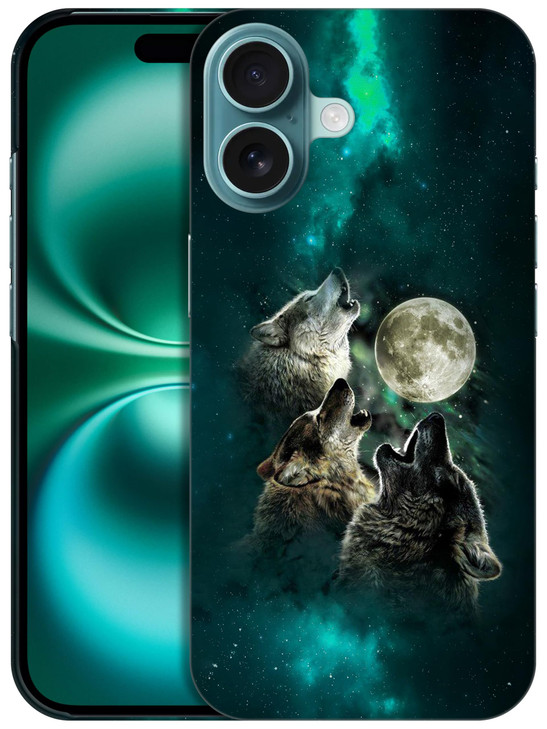 GlamCase for iPhone 16 Plus iPhone 16 Plus Case Moon Wolf Face Design Printed Slim Fit Cute Plastic Hard Protective Desi