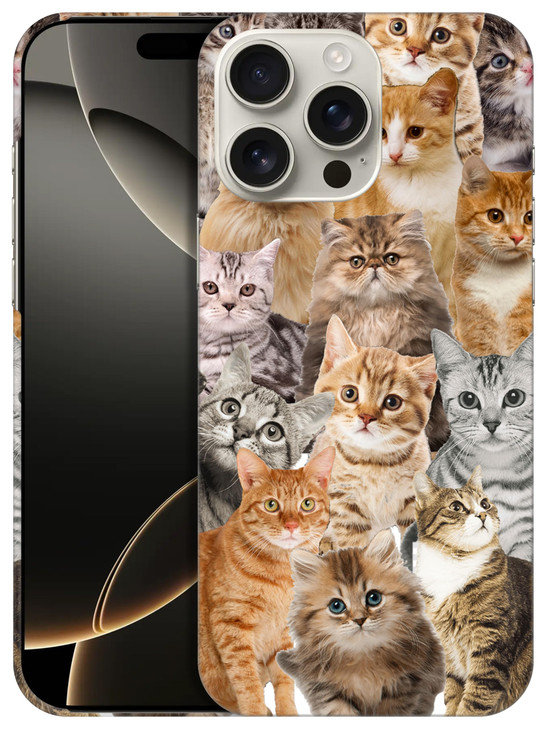 GlamCase for iPhone 16 Pro iPhone 16 Pro Case Cat Collage Design Printed Slim Sleek Cute Plastic Hard Snap on Protective