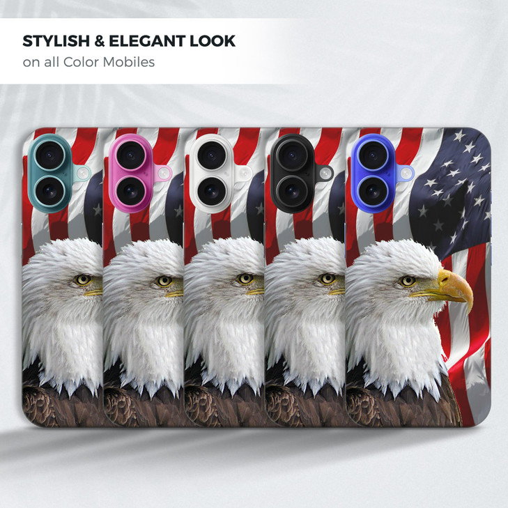 GlamCase for iPhone 16 Plus iPhone 16 Plus Case Bald Eagle American Flag Design Printed Slim Sleek Cute Plastic Hard Pro