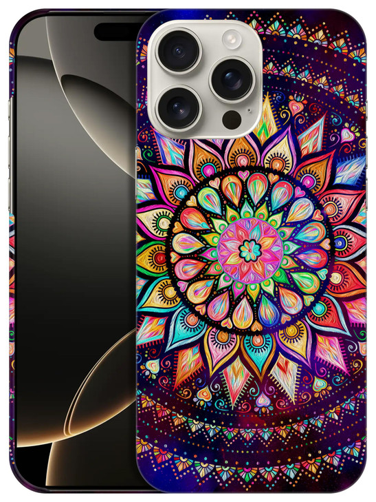 GlamCase for iPhone 16 Pro iPhone 16 Pro Case Galaxy Mandala Pattern Oil Painted Printed Slim Sleek Cute Plastic Hard Pr