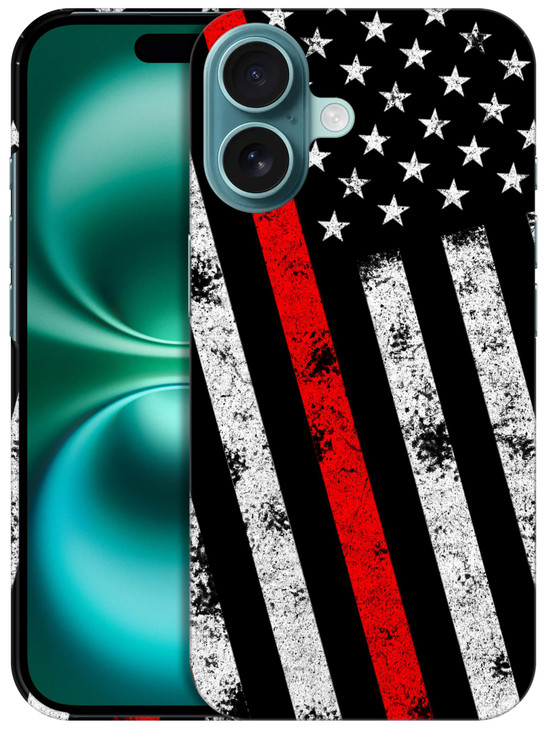 GlamCase for iPhone 16 iPhone 16 Case Thin Redline Flag Grunge Design Printed Slim Sleek Cute Plastic Hard Snap on Prote