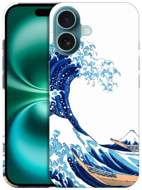 GlamCase for iPhone 16 Plus iPhone 16 Plus Case Great Wave Design Printed Slim Sleek Cute Plastic Hard Snap on Protectiv