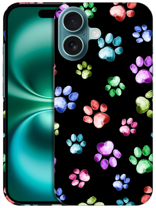 GlamCase for iPhone 16 Plus iPhone 16 Plus Case Dog Paw Watercolour Print Design Printed Slim Fit Cute Plastic Hard Prot