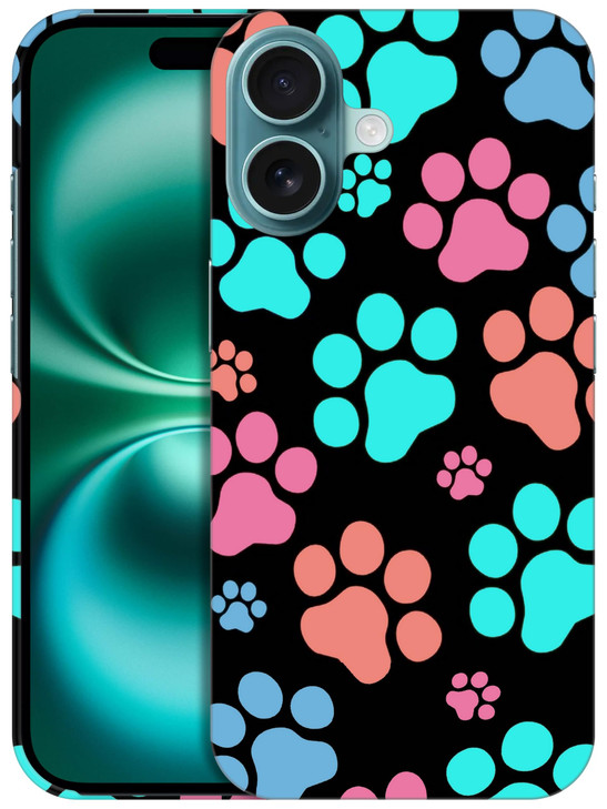 GlamCase for iPhone 16 Plus iPhone 16 Plus Case Dog Paw Colour Print Design Printed Slim Sleek Cute Plastic Hard Protect