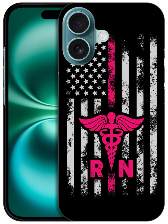 GlamCase for iPhone 16 iPhone 16 Case Nurse Flag Rn Design Printed Slim Sleek Cute Plastic Hard Snap on Protective Desig