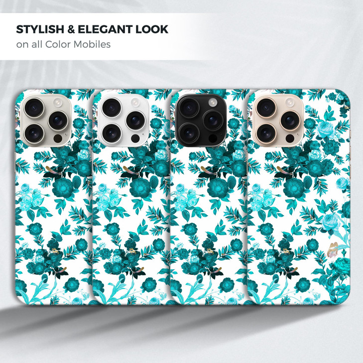 GlamCase for iPhone 16 Pro iPhone 16 Pro Case Floral Teal Design Printed Slim Sleek Cute Plastic Hard Snap on Protective