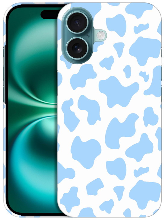 GlamCase for iPhone 16 Plus iPhone 16 Plus Case Cow Skin Blue Pattern Design Printed Slim Sleek Cute Plastic Hard Protec