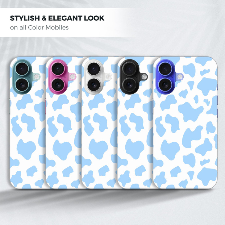 GlamCase for iPhone 16 Plus iPhone 16 Plus Case Cow Skin Blue Pattern Design Printed Slim Sleek Cute Plastic Hard Protec