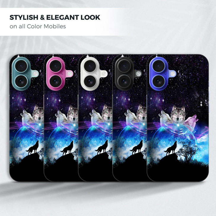 GlamCase for iPhone 16 Plus iPhone 16 Plus Case Space Galaxy Wolf Face Design Printed Slim Fit Cute Plastic Hard Protect