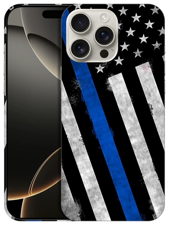 GlamCase for iPhone 16 Pro iPhone 16 Pro Case Thin Blue Line USA Police Flag Printed Slim Sleek Cute Plastic Hard Protec