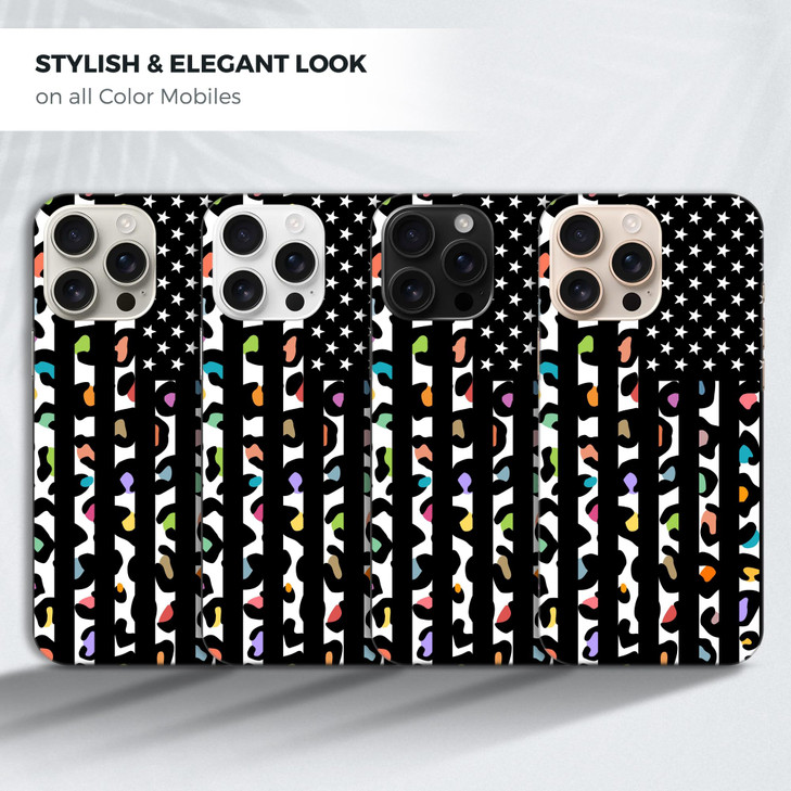 GlamCase for iPhone 16 Pro iPhone 16 Pro Case USA Flag with Leopard Skin Pattern Printed Slim Sleek Cute Plastic Hard Pr
