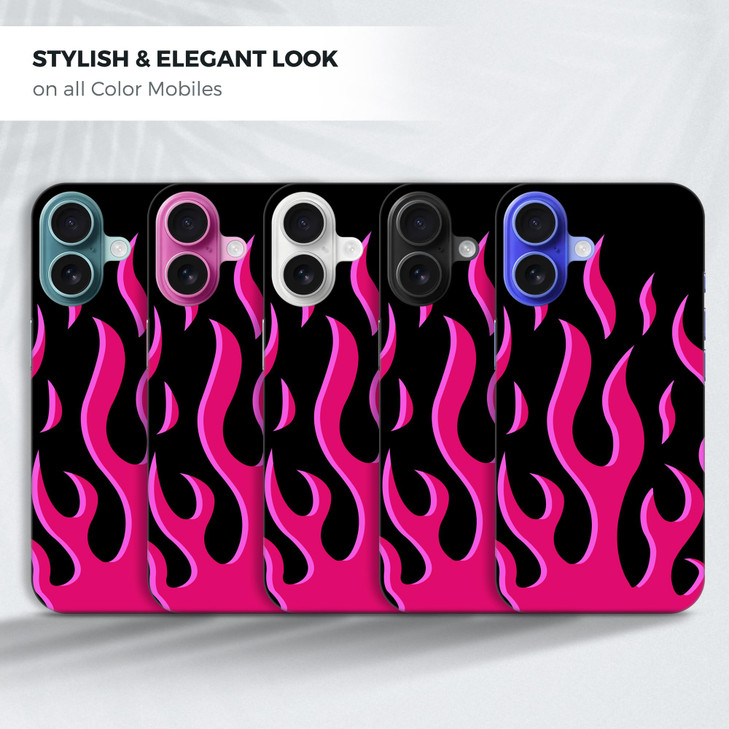 GlamCase for iPhone 16 Plus iPhone 16 Plus Case Pink Flames Design Printed Slim Fit Cute Plastic Hard Snap on Protective