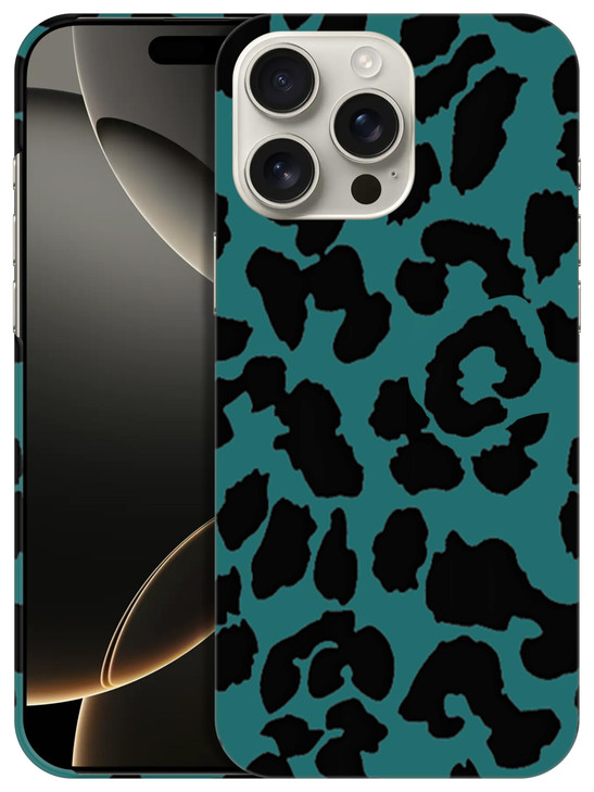 GlamCase for iPhone 16 Pro Max iPhone 16 Pro Max Case Teal Leopard Pattern Printed Slim Sleek Cute Plastic Hard Protecti