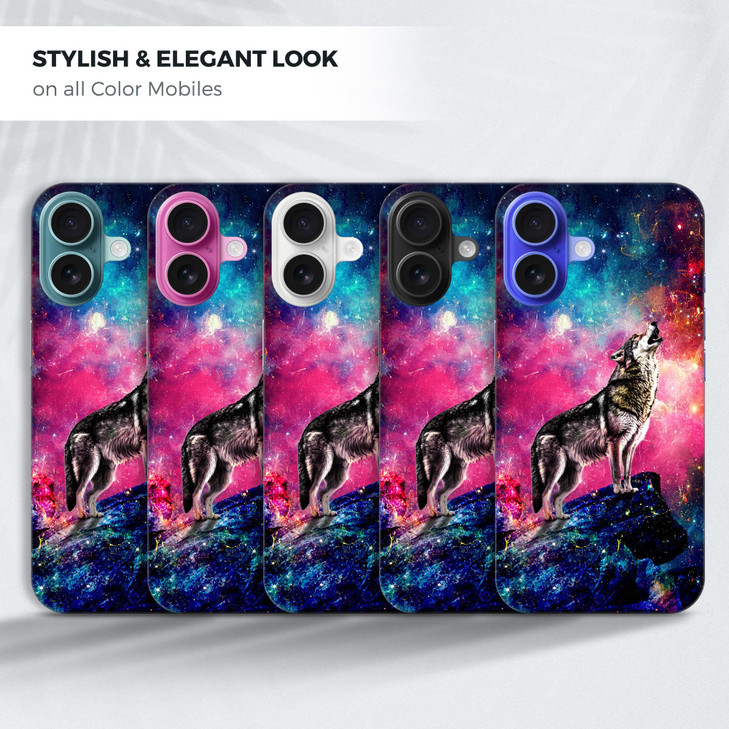GlamCase for iPhone 16 Plus iPhone 16 Plus Case Wolf Galaxy Stars Design Printed Slim Sleek Cute Plastic Hard Protective